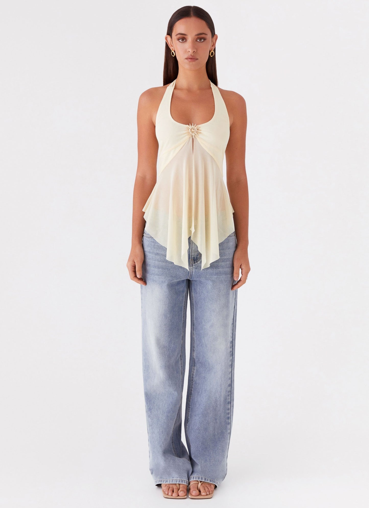 Mesh Crew Neck Top