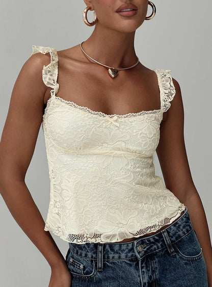 Belle Lace Top Cream