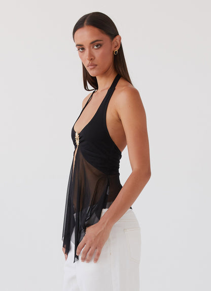 Mesh Crew Neck Top